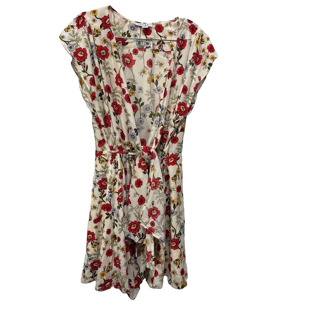 FAVLUX Fashion Red Floral Wrap Dress V-Neck tie women’s 2XL boho fairy
